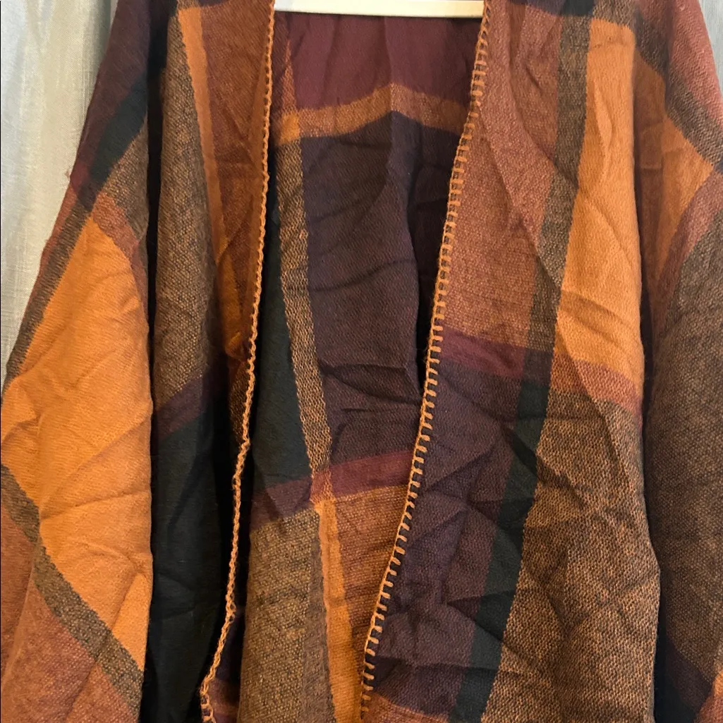 Apt. 9 Maroon/Orange Oversized Poncho - Image 5