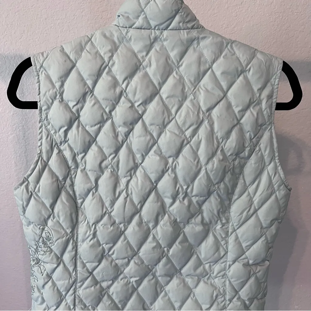 EDDIE BAUER Premium Goose Down Mint Green Blue Vest Small - Image 5