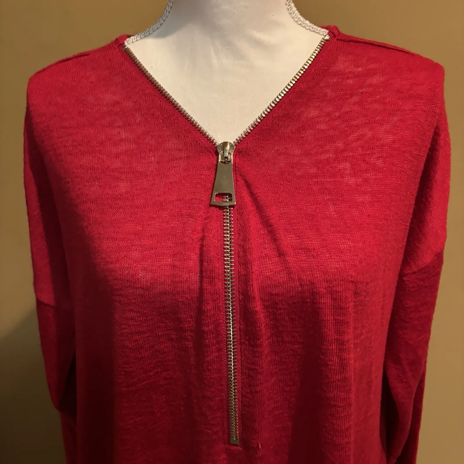 Soft Surroundings Women's  Valentina Zip Sweater Sangria‎ Red Size petite Xl - Image 3