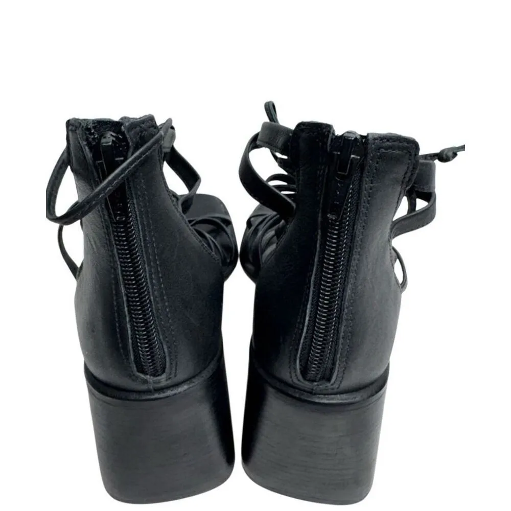 Steve Madden Strappy Sandals Size 8.5 Black Leather Cherri‎ Open Toe Block Heel - Image 8