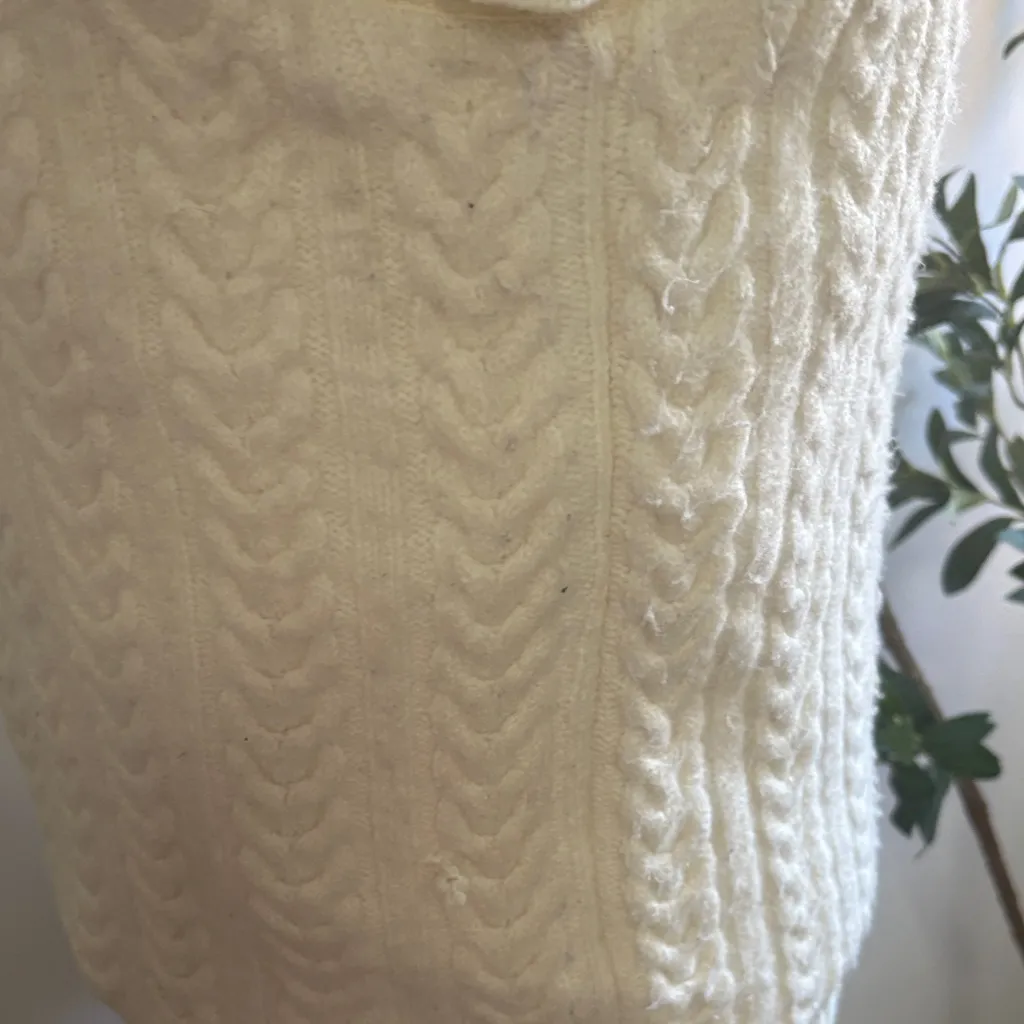 Joie Cream Cable Knit Turtleneck Sweater Vest - Image 4