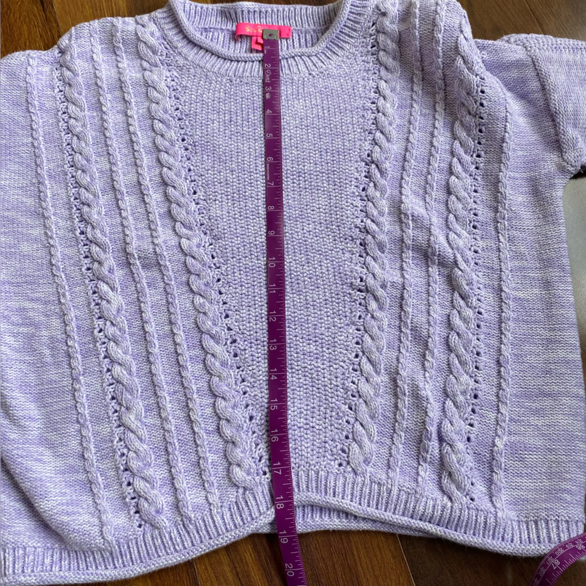 Lilly Pulitzer 100% Cotton Knit Roll Neck Slight Crop Sweater Purple Large - Image 7