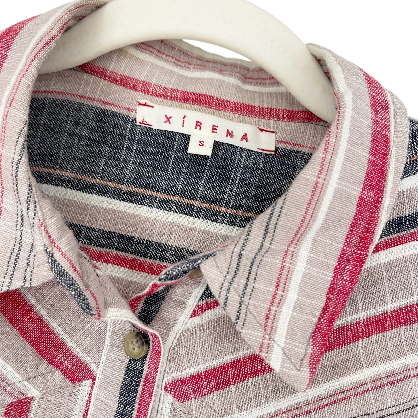 XiRENA Weslyn Button Up Short Sleeve Striped Shirt 100% Cotton Size Small - Image 2