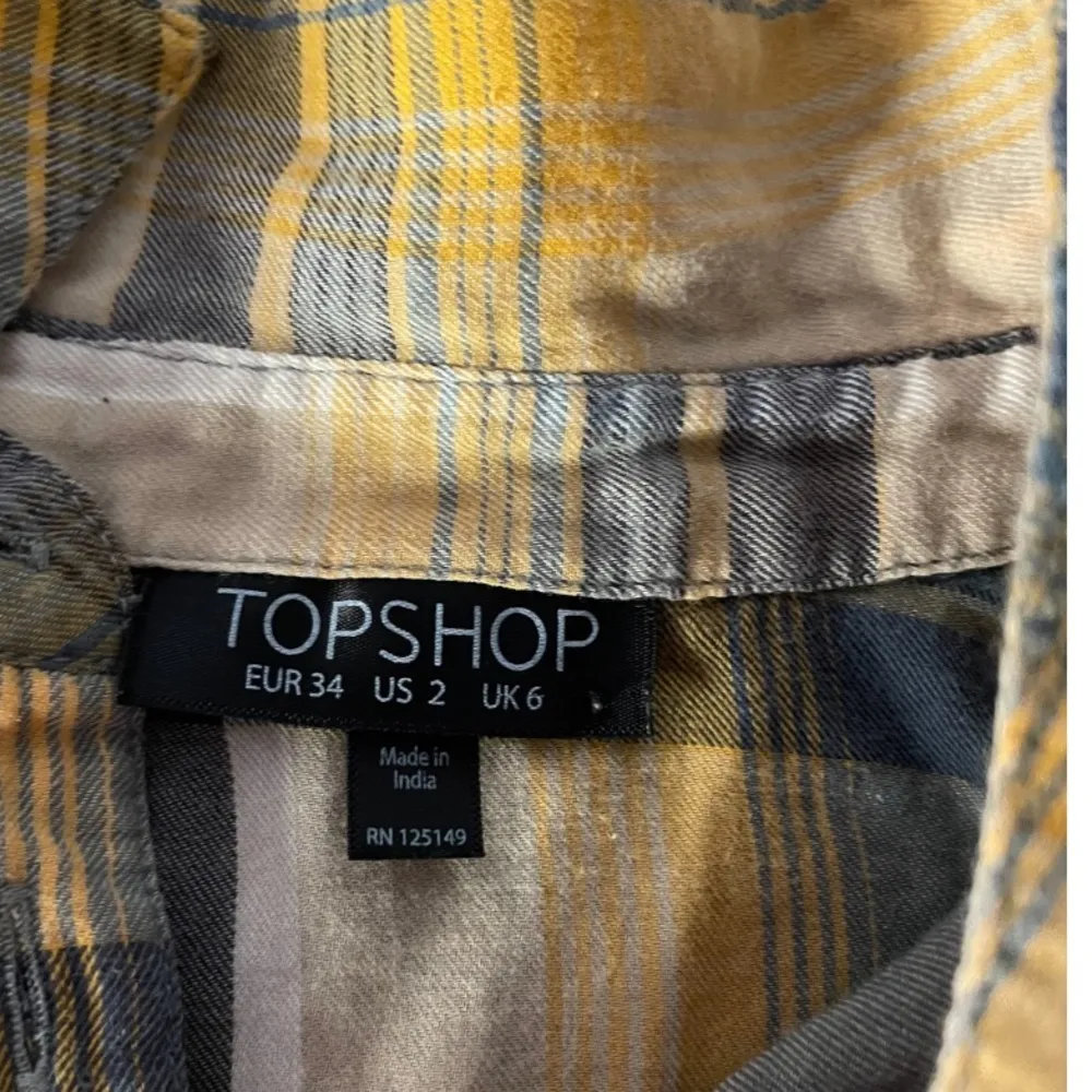 Topshop yellow plaid button down L - Image 2