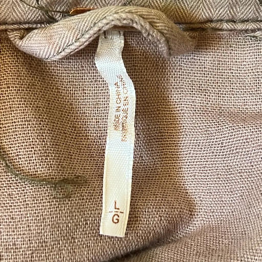 Free People Olive Green Arm Anorak Military Cargo Jacket Size Large - Image 7