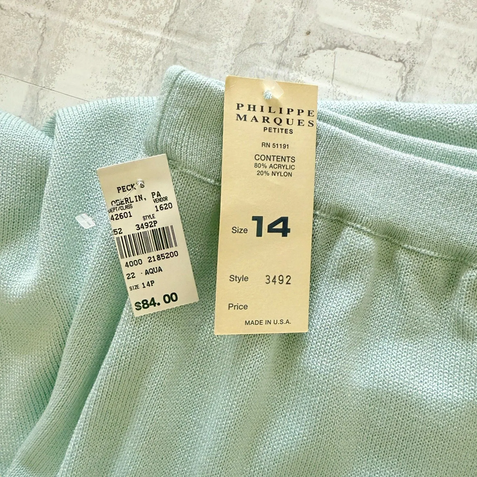 NWT Philippe Marques Petites Aqua Knit Cardigan Skirt Set Rhinestone Midi 12/14P Blue Size undefined - Image 9