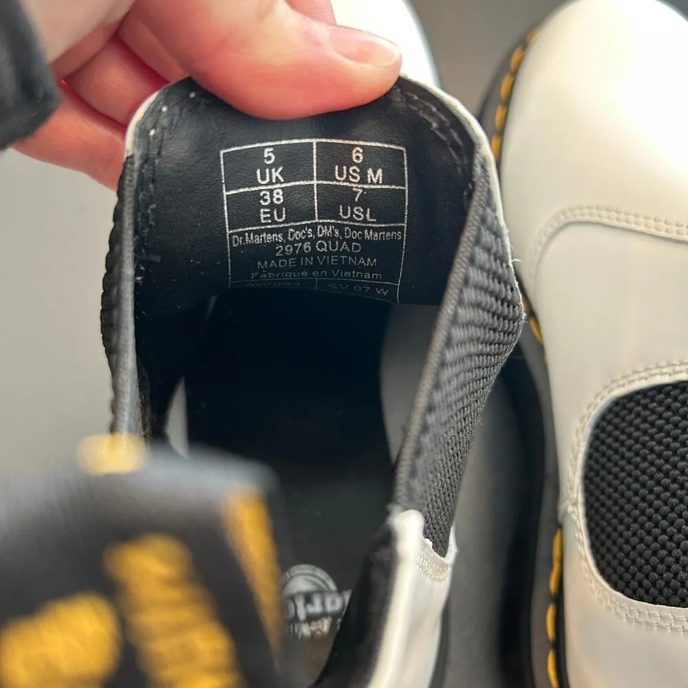 Dr Martens 2976 Quad Women Smooth Leather Chelsea Platform Boots White Black NEW - Image 13