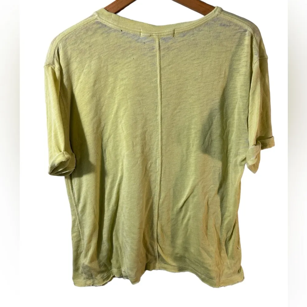 We the Free yellow short sleeve tee with raw edge and worn out look in XS. - Image 2