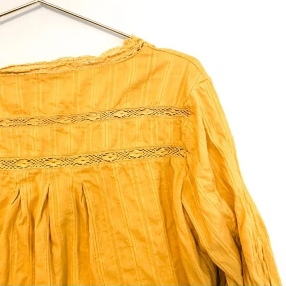 Free People Crop Top M Follow Your Heart Embroidered Golden Harvest Boho Cotton - Image 13