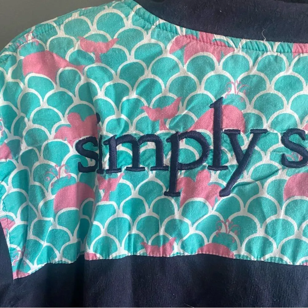 Simply Southern navy blue whale scales popover 1/4 half zip top - Image 4