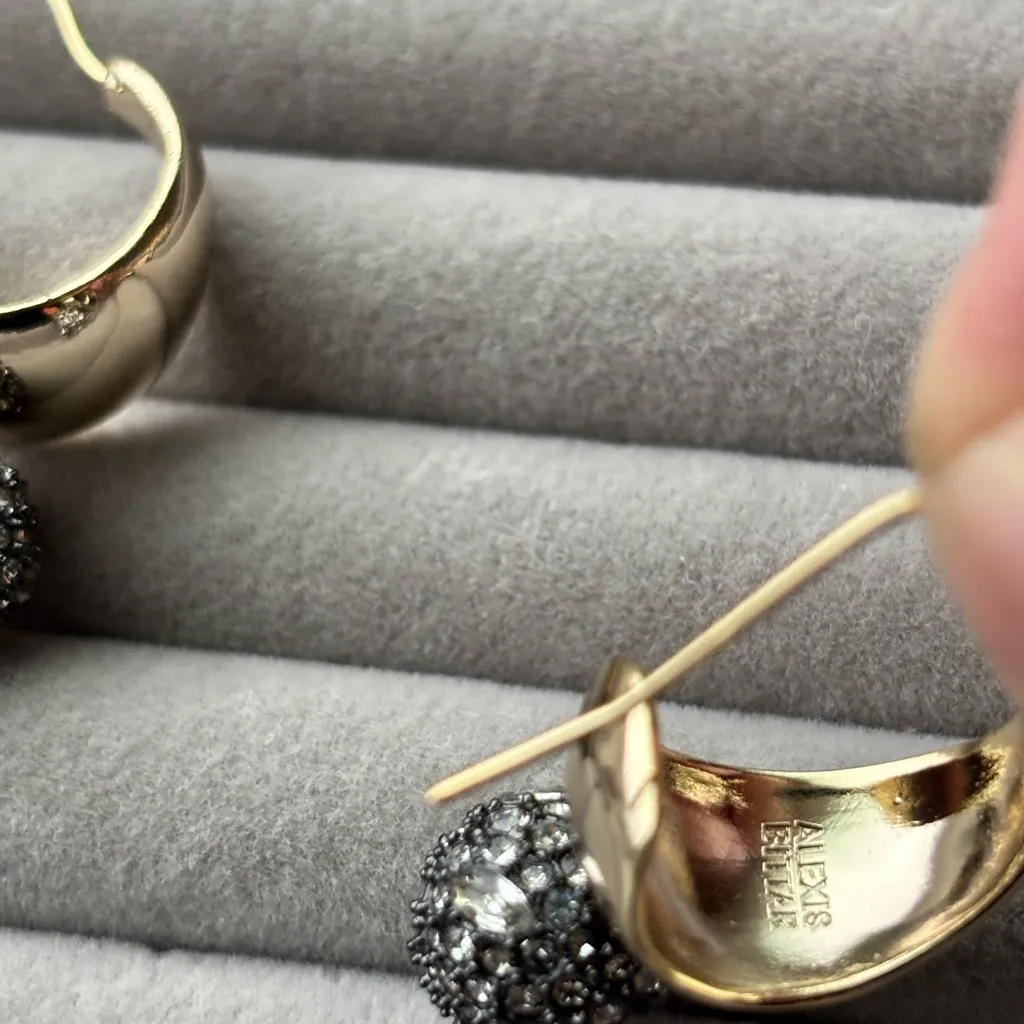 Alexis Bittar Gold and Silver Crystal Drop Earrings - Image 7