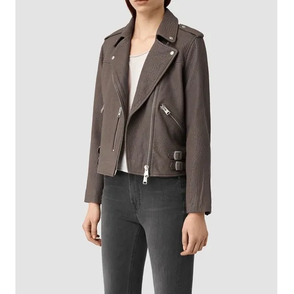 All Saints Watson Leather Moto Biker Jacket - Image 2