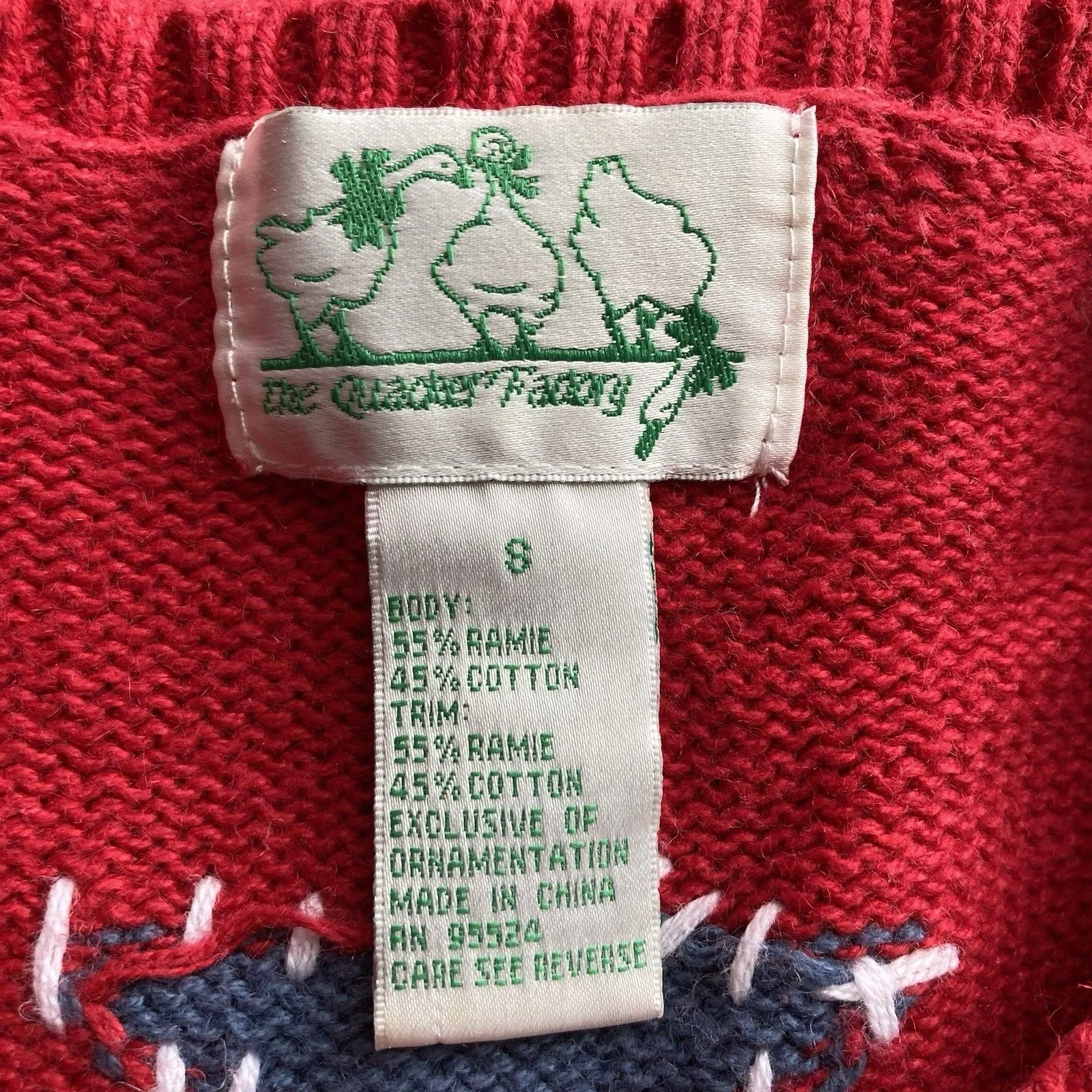 Quaker Factory Chunky Knit Sweater Womens S Red American Star Flag USA Patriotic - Image 8