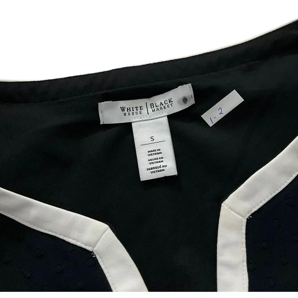 White House Black Market Black Lined Tunic Top Women Size Small | 1-2 - Image 3