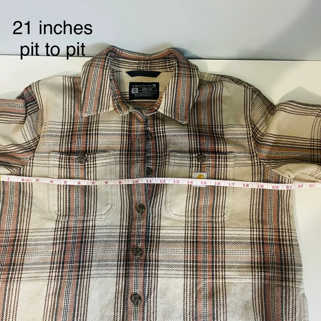 Carhartt Women's Loose Fit Heavyweight Twill Plaid Shirt/Shacket in nutmeg - Image 5