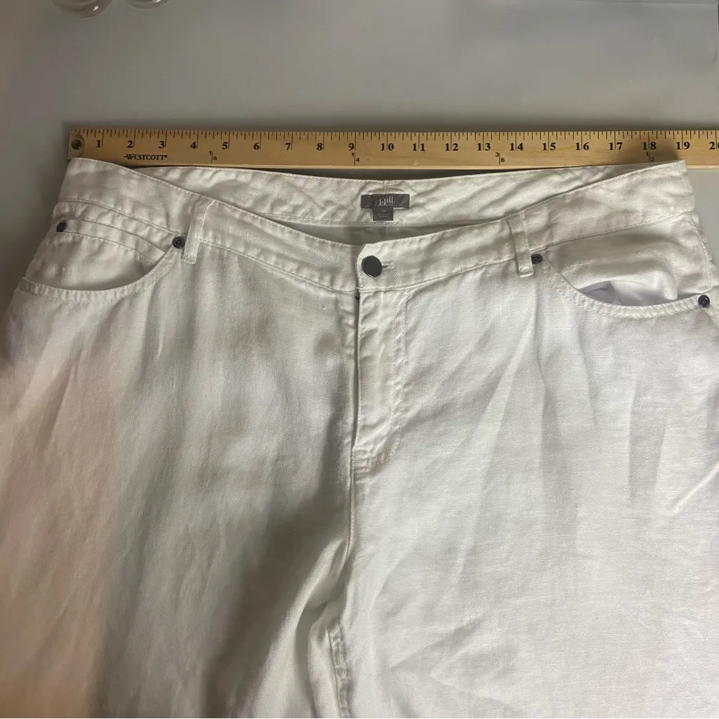 J Jill Size 16 Pure Linen White Pants Tapered Mid Rise Costal Mature Casual - Image 4