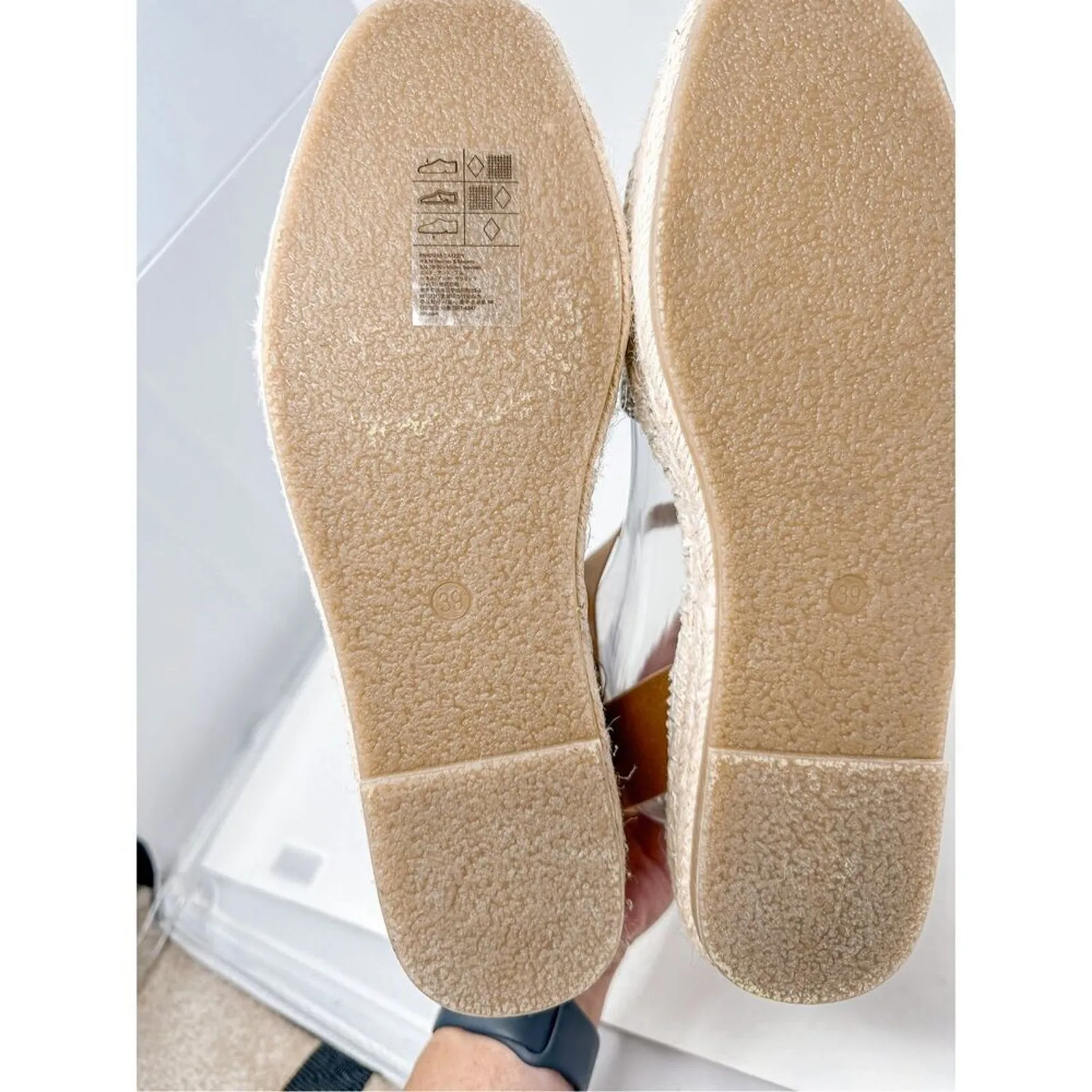 NEW H&M Platform Espadrilles Sparkling Sandals Brown Cream US Size 8 Size 39 - Image 8