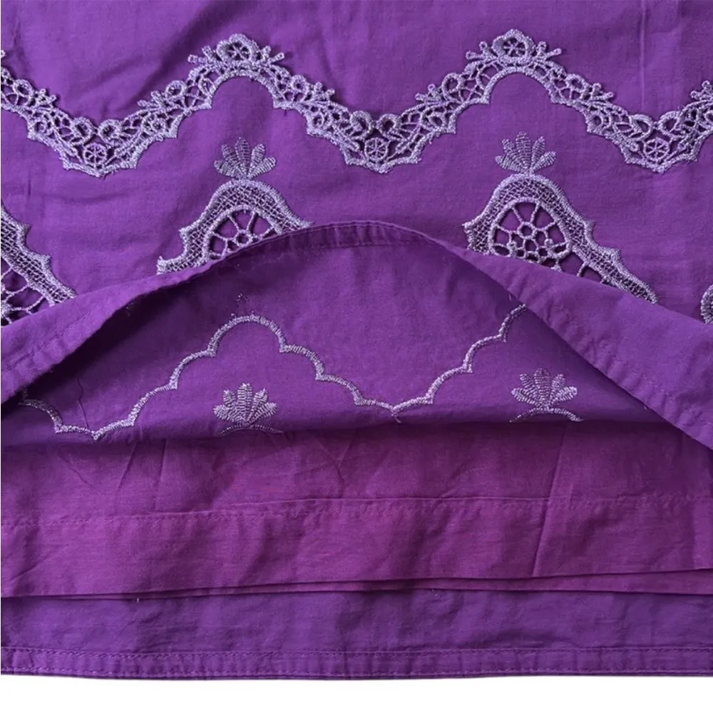 NWT Boston Proper Metallic Lace Off
Shoulder Shift Dress Purple Generous XXS - Image 9