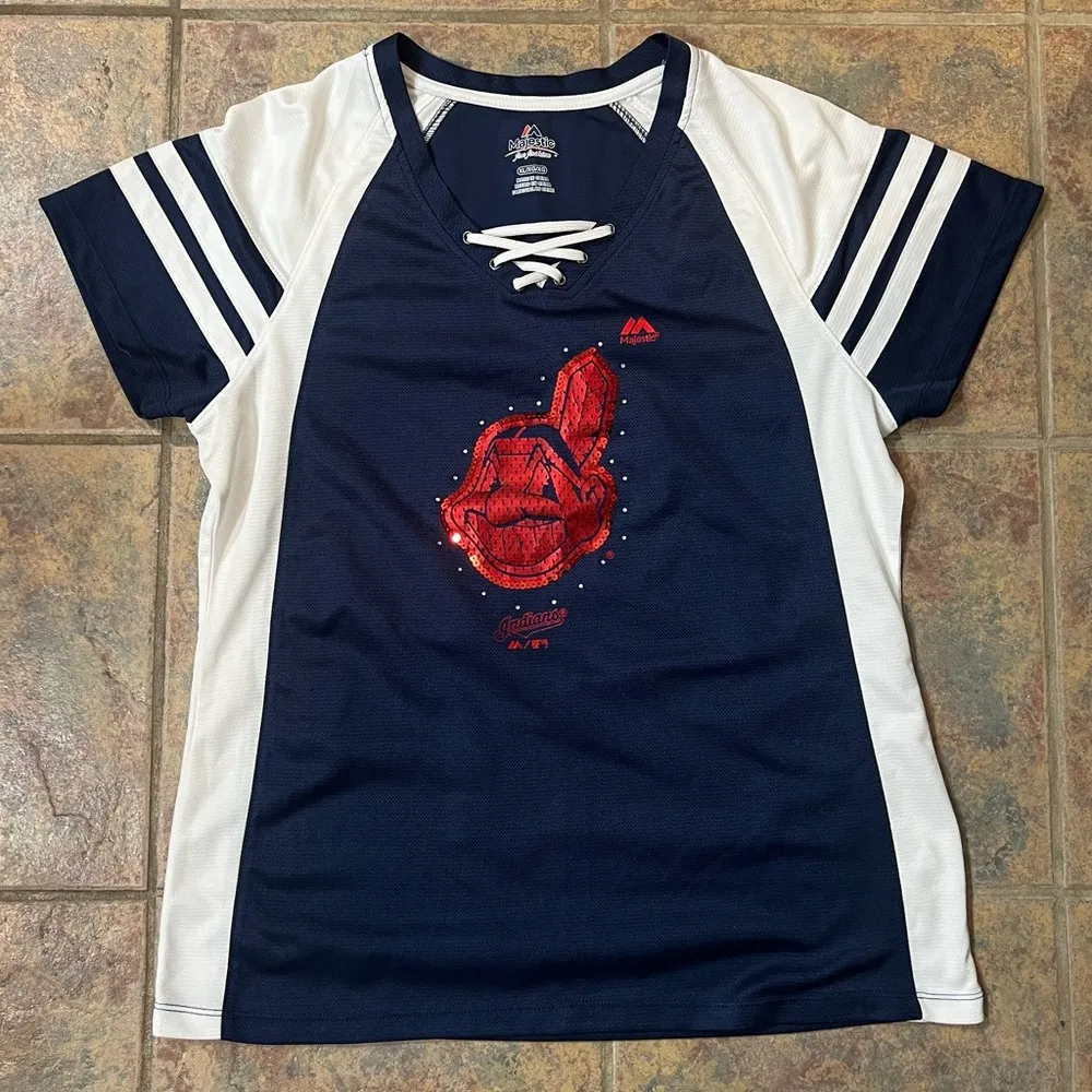 cleveland indians | lace up baseball jersey tee | women’s xl - Image 4