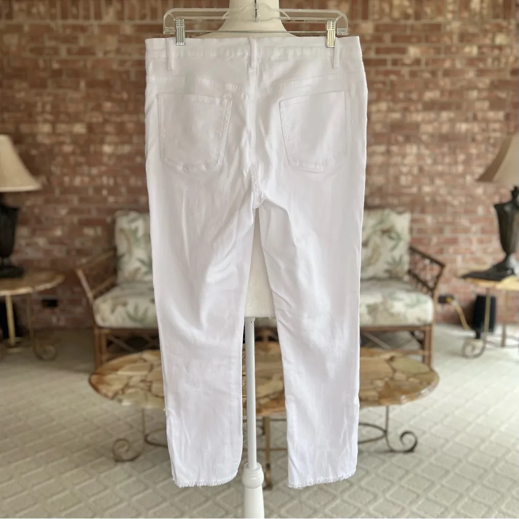 Venus Jeans Skinny Fray Hem Cropped Distressed White Ripped Midrise 10 - Image 8