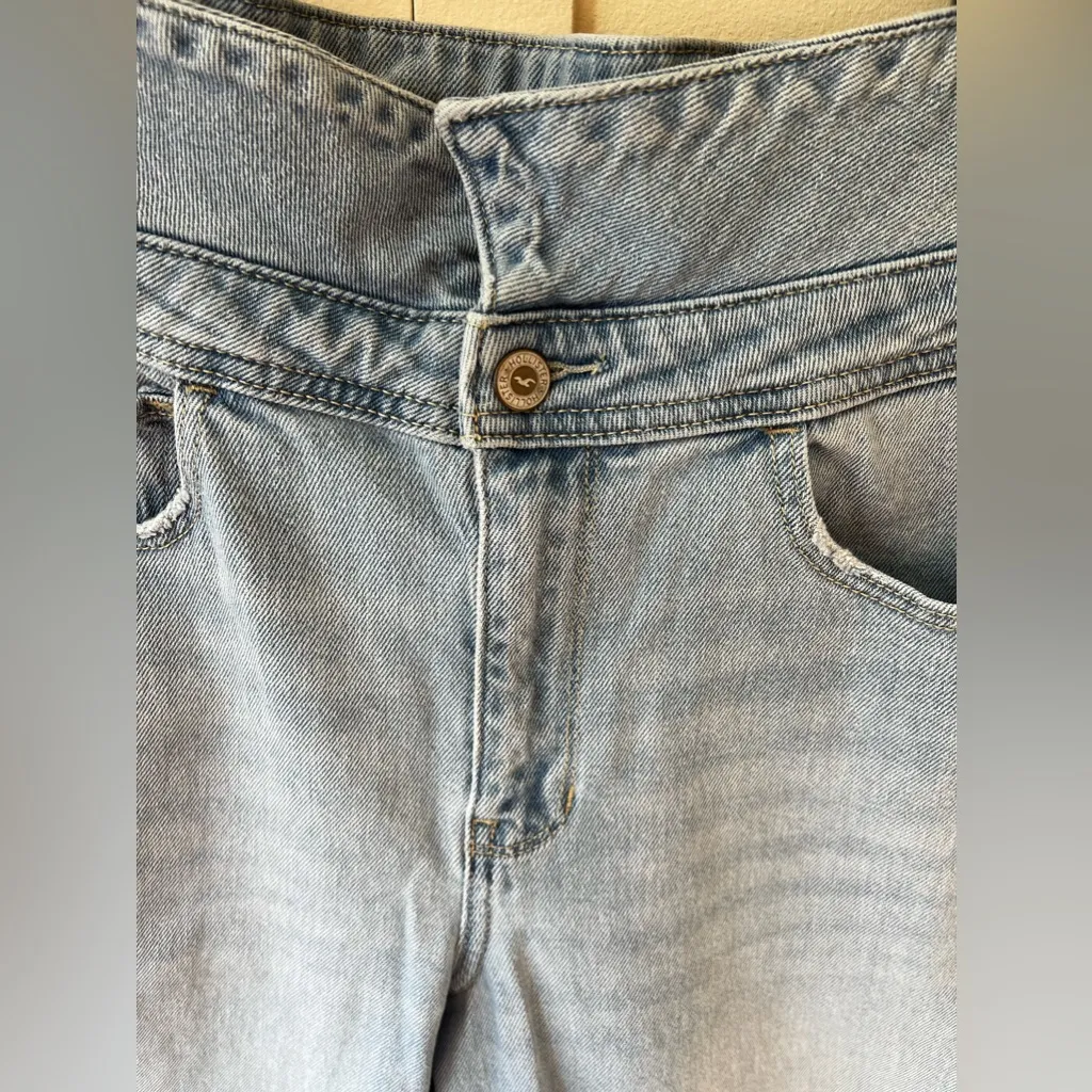 Hollister Crop Women’s Fold Over Waist Denim Ultra High‎ Rise Mom Jeans Size 11s - Image 7