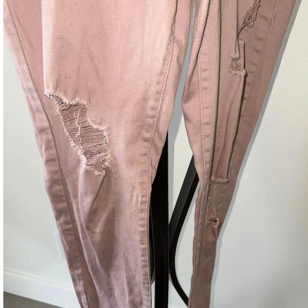 Refuge Dusty Rose Distressed Skinny Jeans Size 2 - Image 3