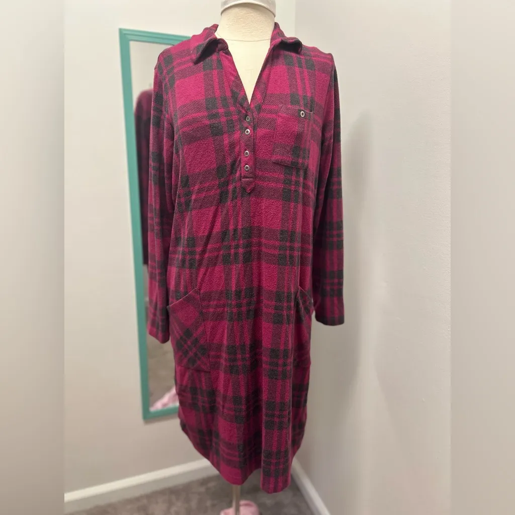Soft Surroundings Jocelyn dress in Paramount Plaid western pink - Image 2