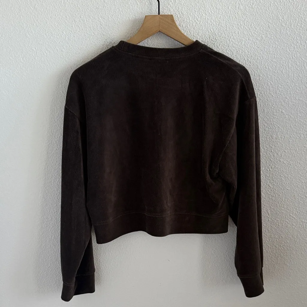 Zara Brown Ribbed Sweater Top Long Sleeve Pullover Neutral Small - Image 2