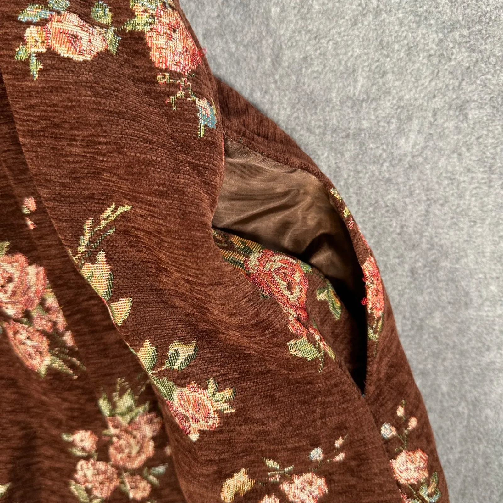 Sofie the Label Puff Sleeve Mini Dress Brown Floral Women's Large Square Neck - Image 9