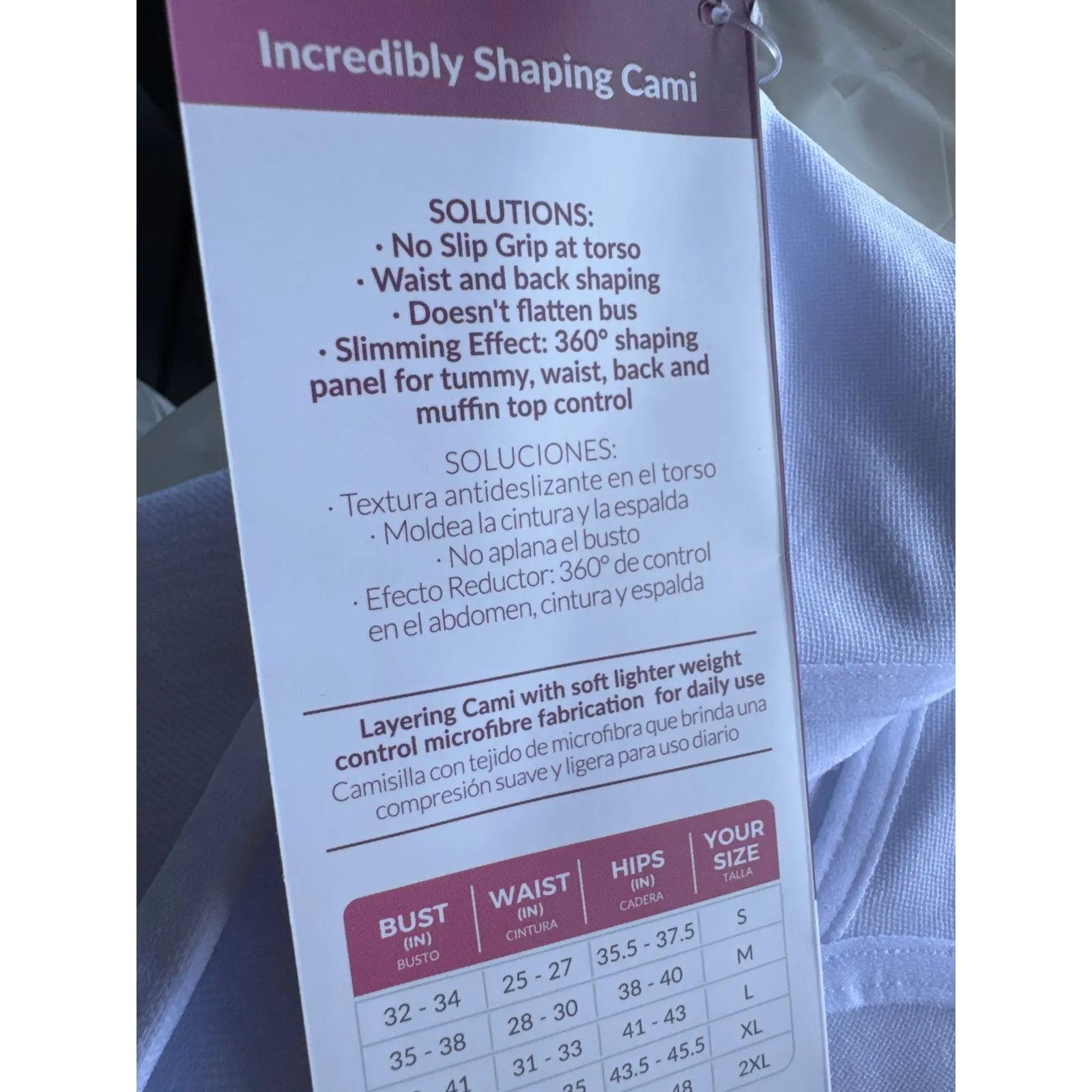 Brand New Curveez Women's Large White Incredibly Shaping Cami Shapewear Top - Image 7