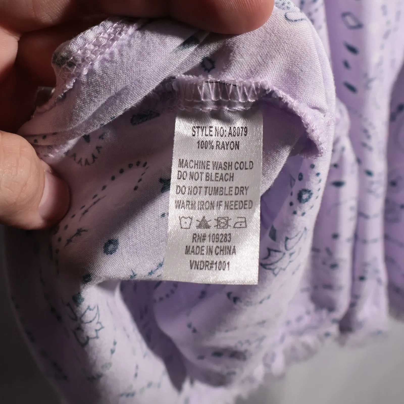 Y2K Style Lavender Purple Bandana Print V Neck Babydoll Mini Dress Tunic Boho M Size M - Image 4