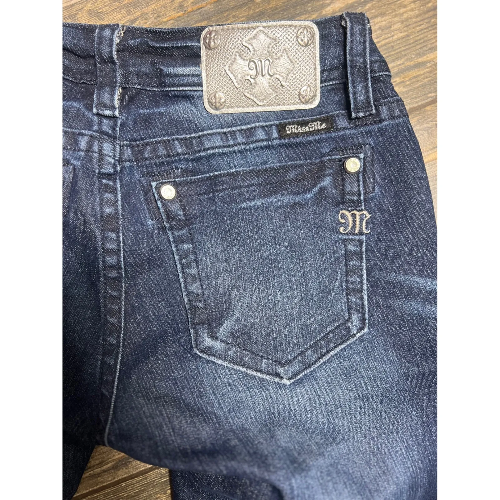 Miss Me Jeans Womens Size 28 Mid Rise Dark Wash BootCut Costal Cowgirl Pearl NWT - Image 13