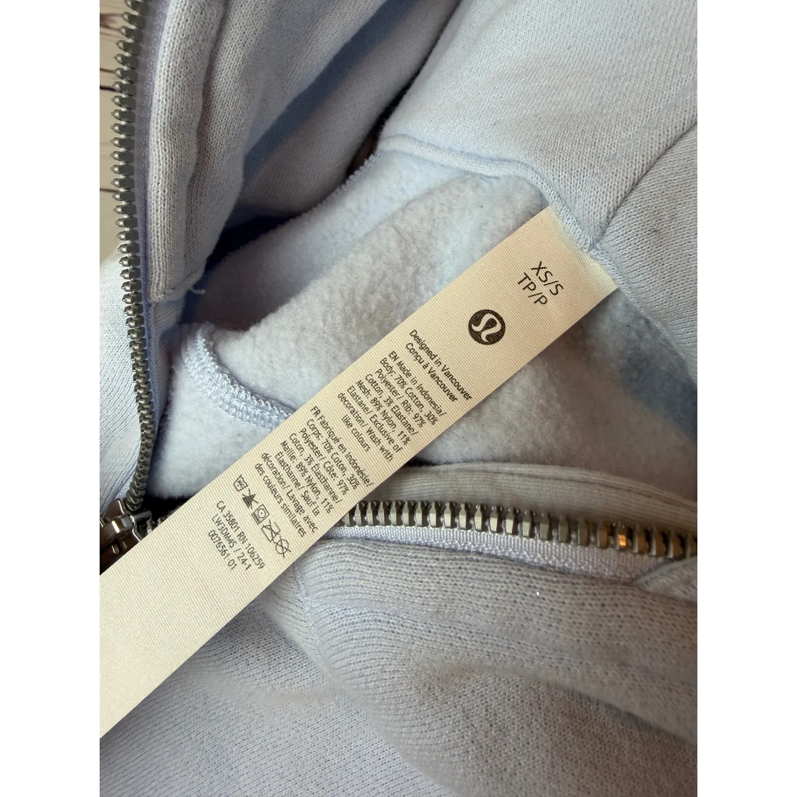 Lululemon Scuba Full Zip Hoodie Sweatshirt Womens XS S Extra Small Blue Half Zip - Image 2