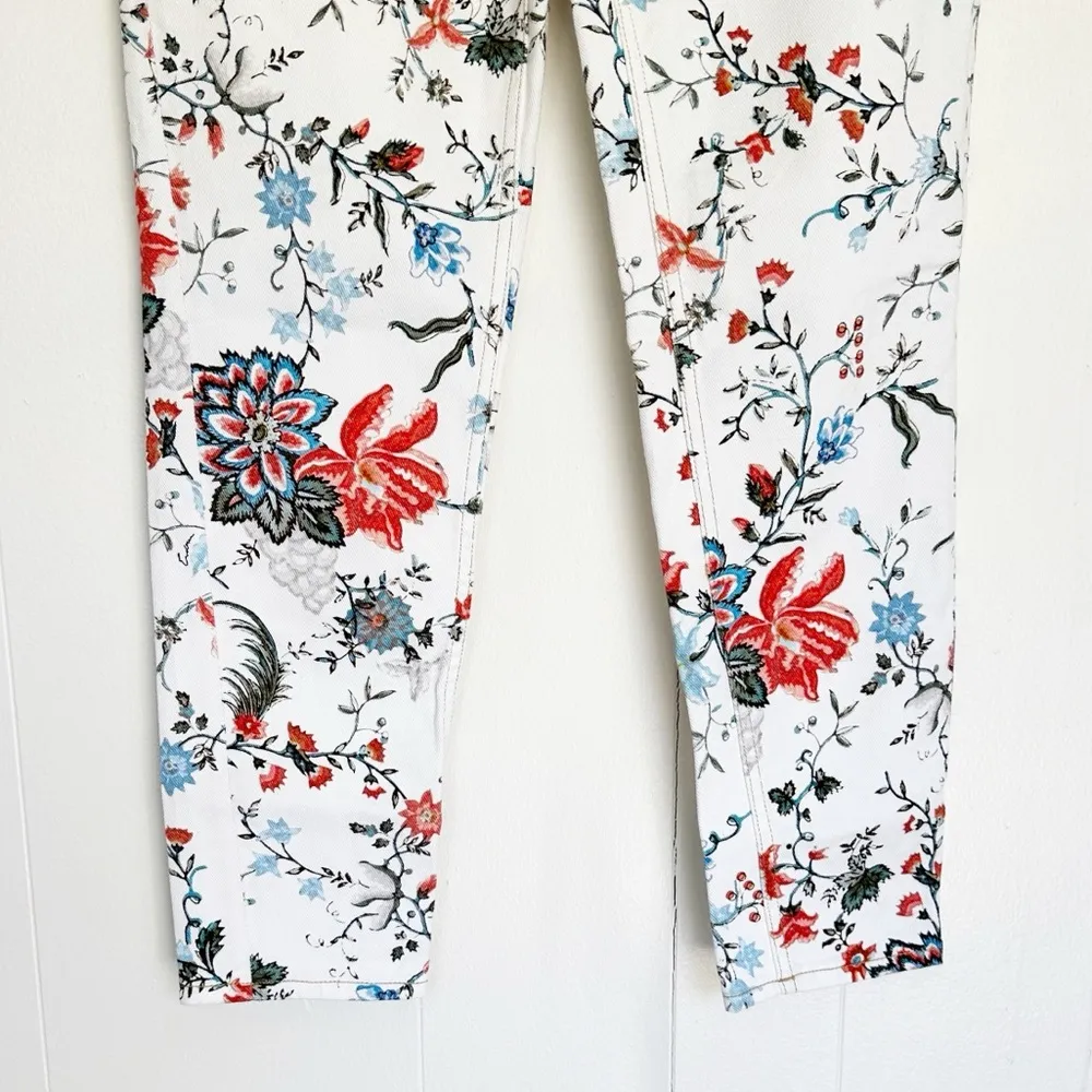 ERDEM Millicent White Multi Floral Crop Jeans Pants 8 - Image 3
