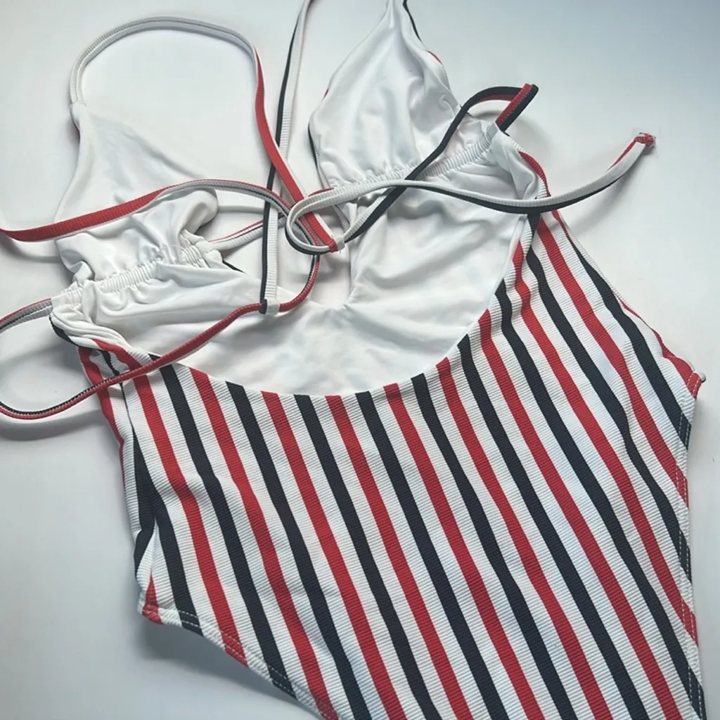 NWOT Frankie’s Bikinis Janelle Striped One Piece Suit in Americana Size XS - Image 11