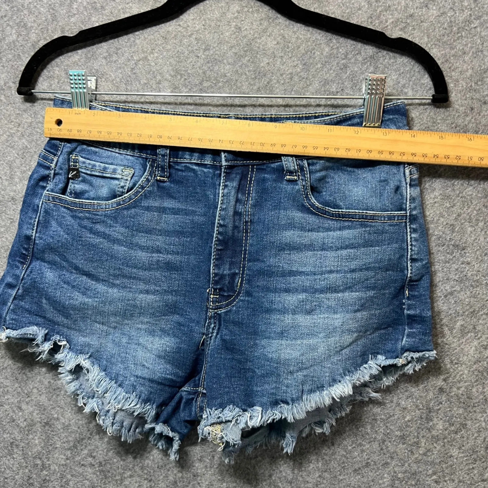 KanCan Denim Shorts Juniors Size 9/28‎ Blue Wash Frayed Hem High Waisted - Image 2