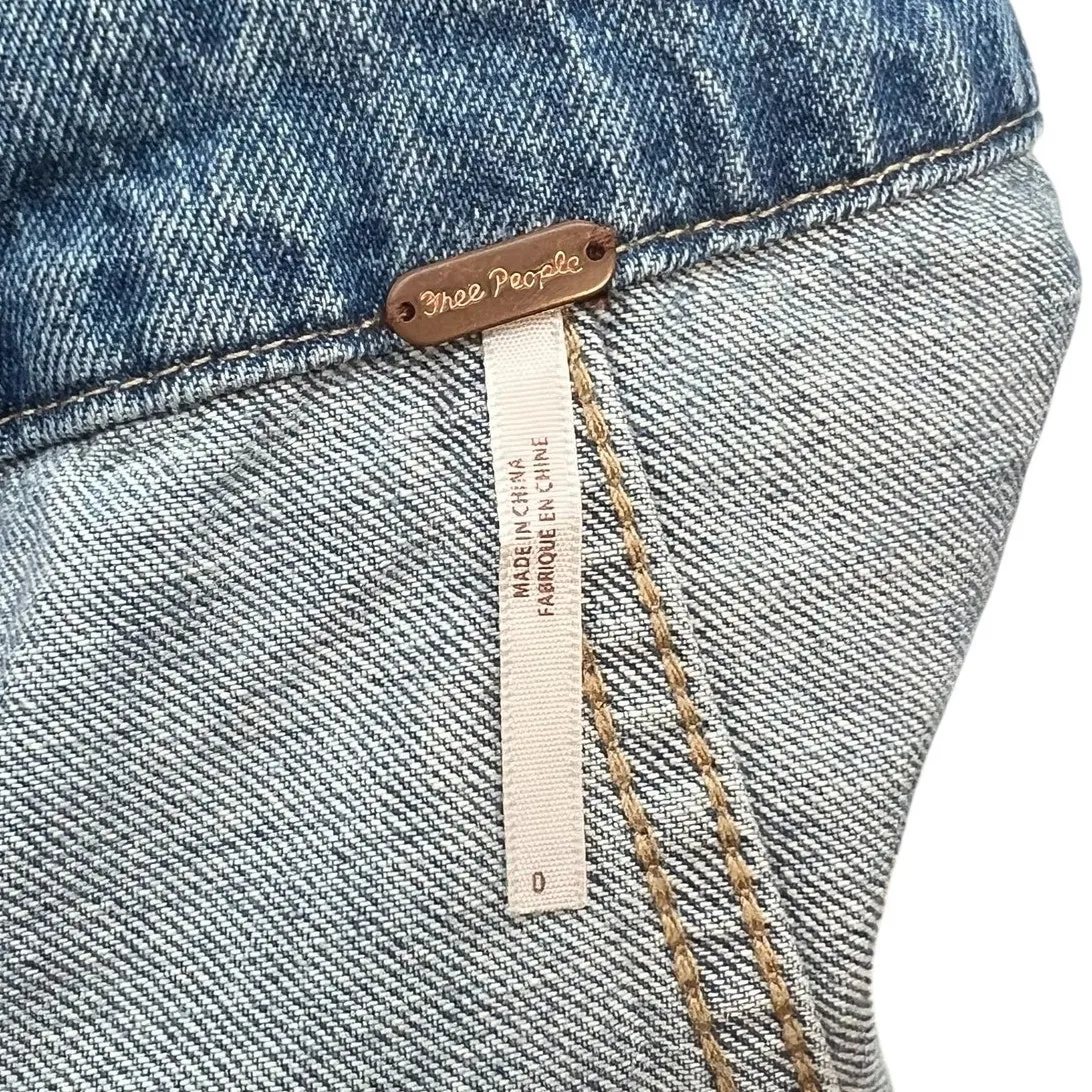 Free People Louise‎ Denim Skirtall Overall Dress Medium Wash Blue Size 0 - Image 12