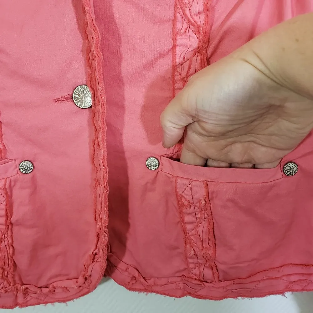 New BLUE WILLI'S Small Pink, Ruffle, Raw Edge Hem, Button - Image 10