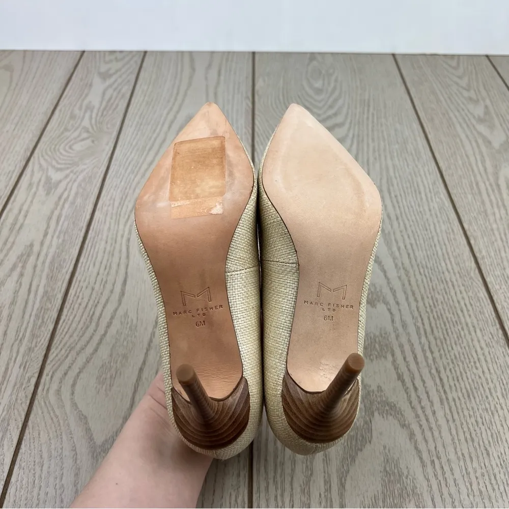 Marc Fisher LTD Women's Salley Woven Pointed Toe Pump 6M Medium Natural $130 - Image 7