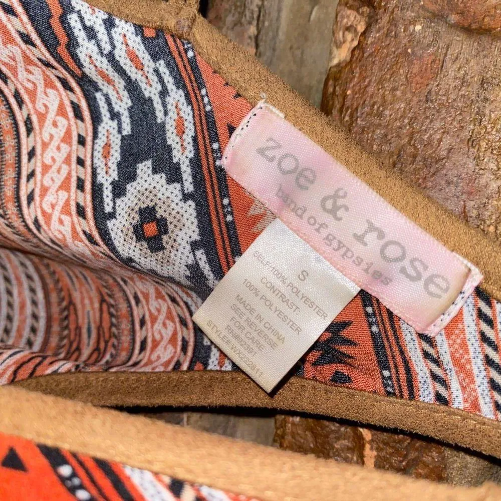 Zoe & Rose Band of Gypsies Aztec Faux Suede Lace-Up Tank Top Women's Size Small - Image 4