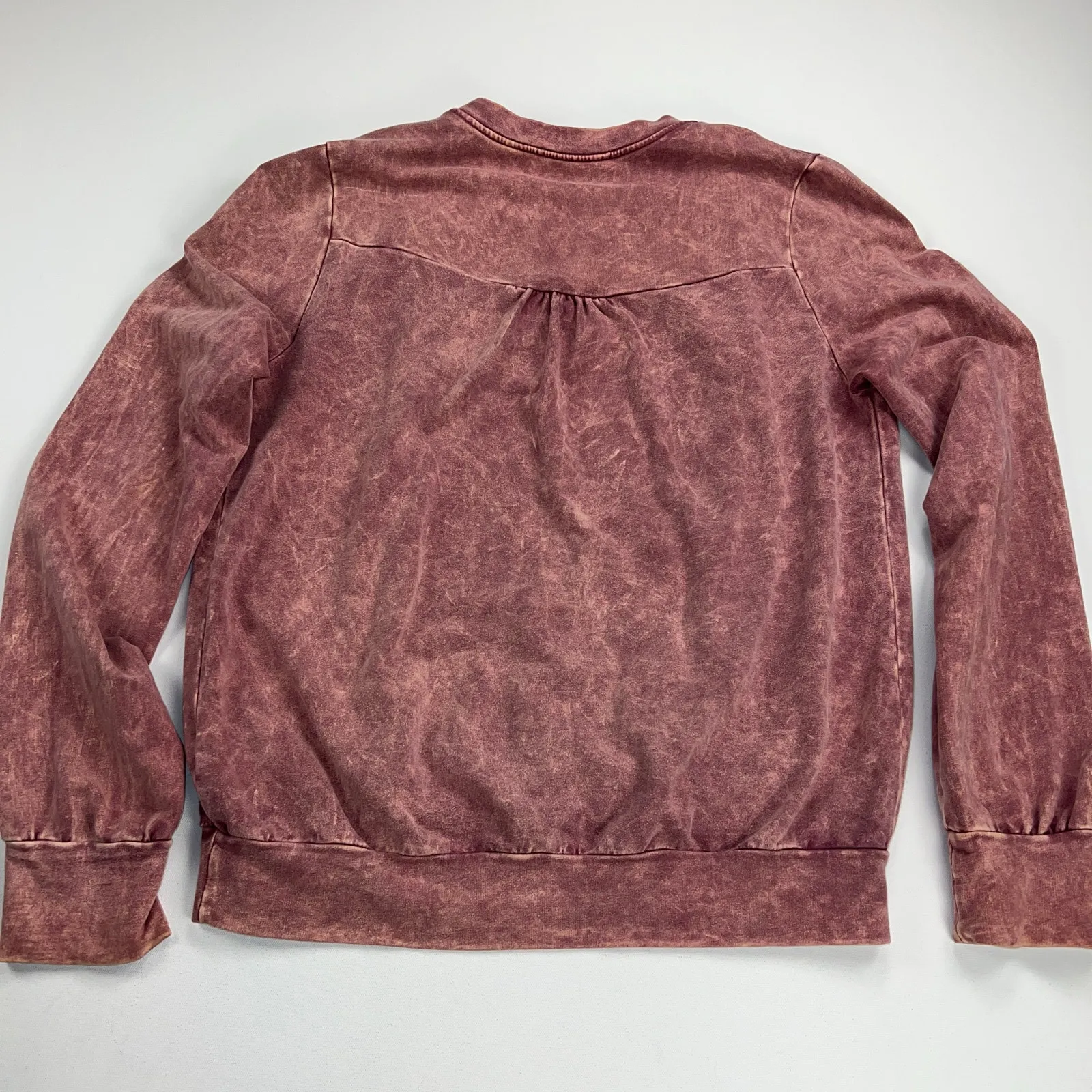 Eri + Ali Weckerlie Scalloped Pink Acid Wash French Terry Sweatshirt Size M Size M - Image 3