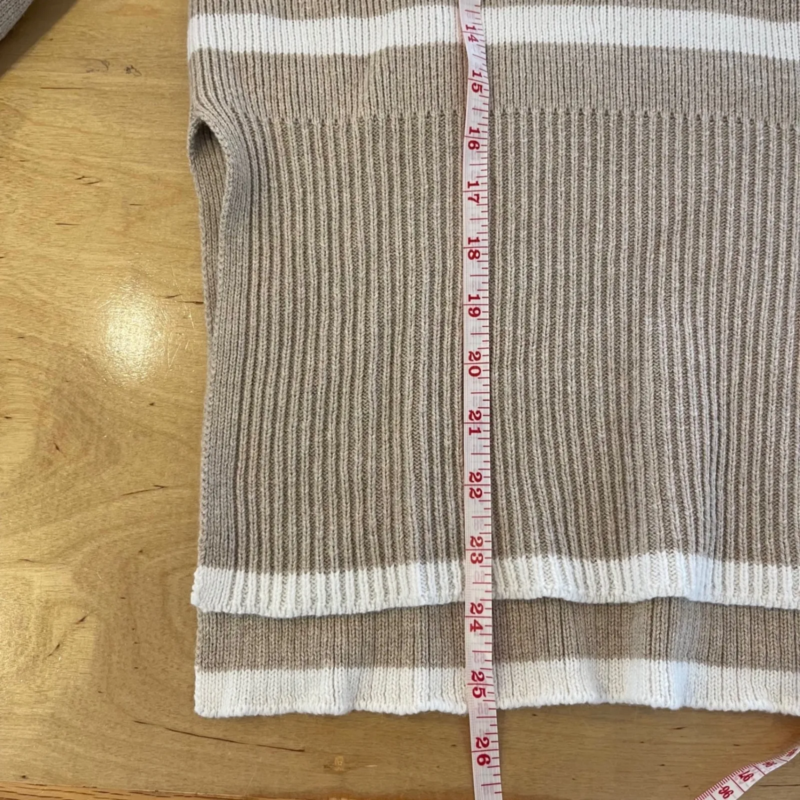 Rails Tessa Sand Stripe Mock Neck Quarter Zip Ribbed Knit Sweater Medium - Image 10