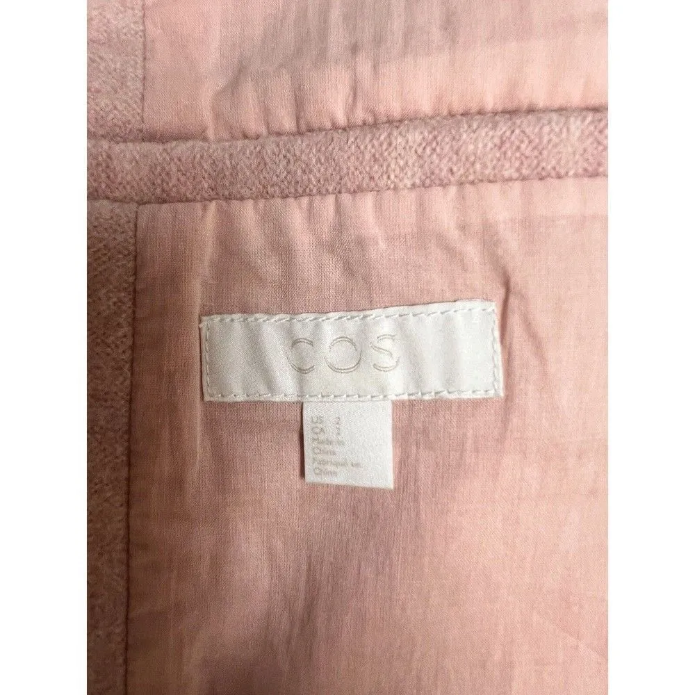 Cos Women’s Pink Wool Collarless Coat Jacket - Size 2 - Image 3