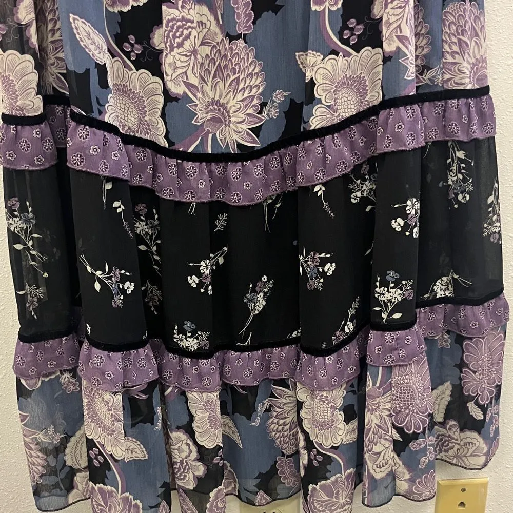 Cato witchy coastal cowgirl Floral patchwork Tiered Maxi Skirt purple& blue #716 - Image 6