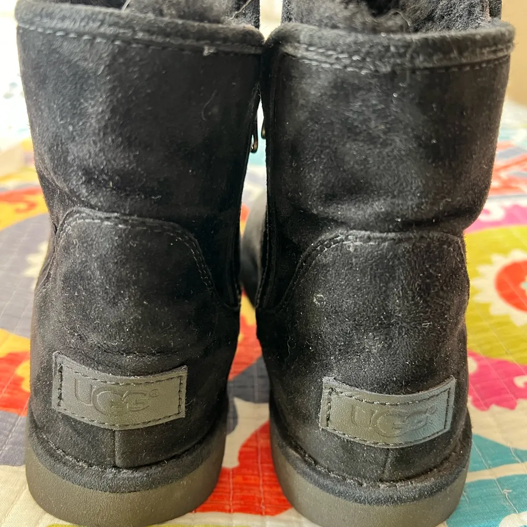 UGG Abree Zippered Mini Ankle Black Boots Shearling Suede Women’s Size: 6 - Image 6