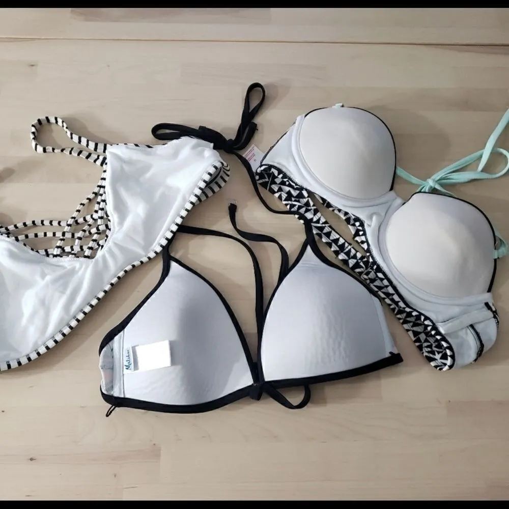 Black Green Multicolor Underwire Padded Triangle Swimwear Lot Of 3 Bikini Top M Black Size M - Image 10