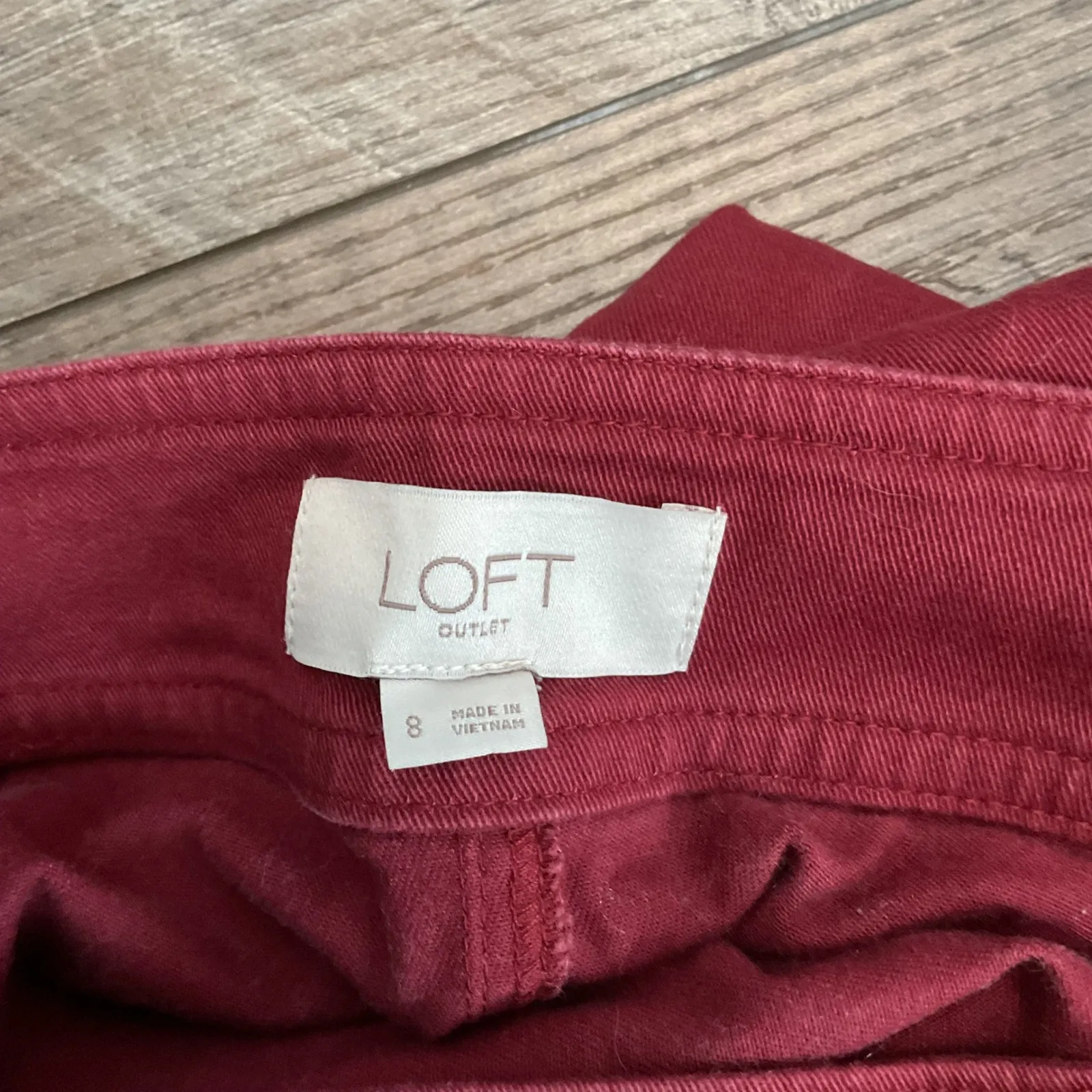 LOFT Outlet Red Button Front Utility Mini Skirt Size 8 - Image 2
