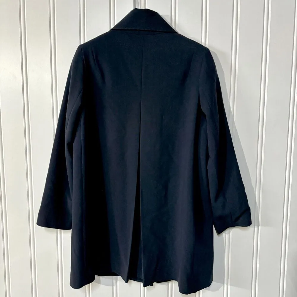 TAHARI Jacket Women Size M Button Down Navy Blue Pleated Collared Polyester - Image 9