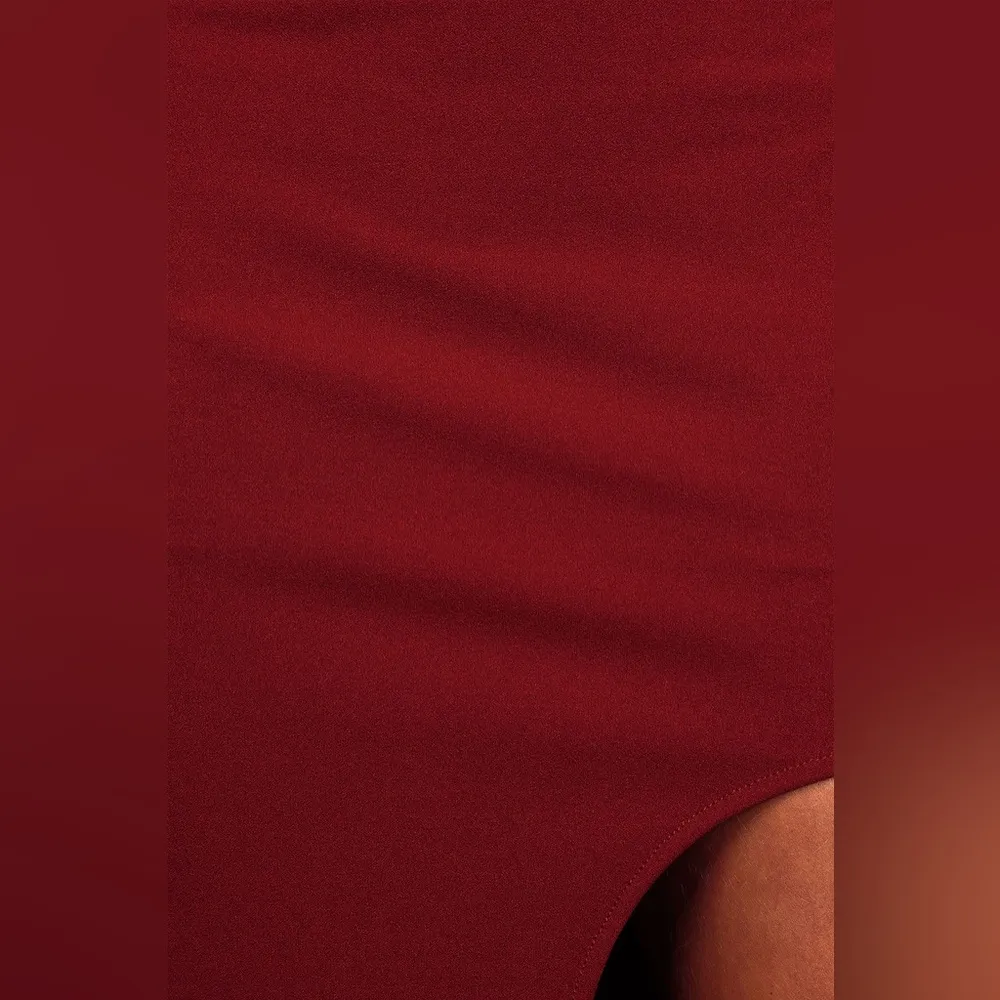 Stunned and Speechless Burgundy Cutout Bodycon Midi Dress Red Size M - Image 4