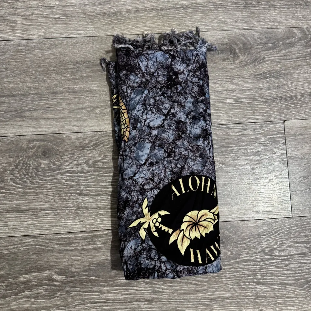 Hawaiian Black Gold Turtle Pareo Beach Cover Up Wrap Tasseled Sarong Skirt Dress Size undefined - Image 4